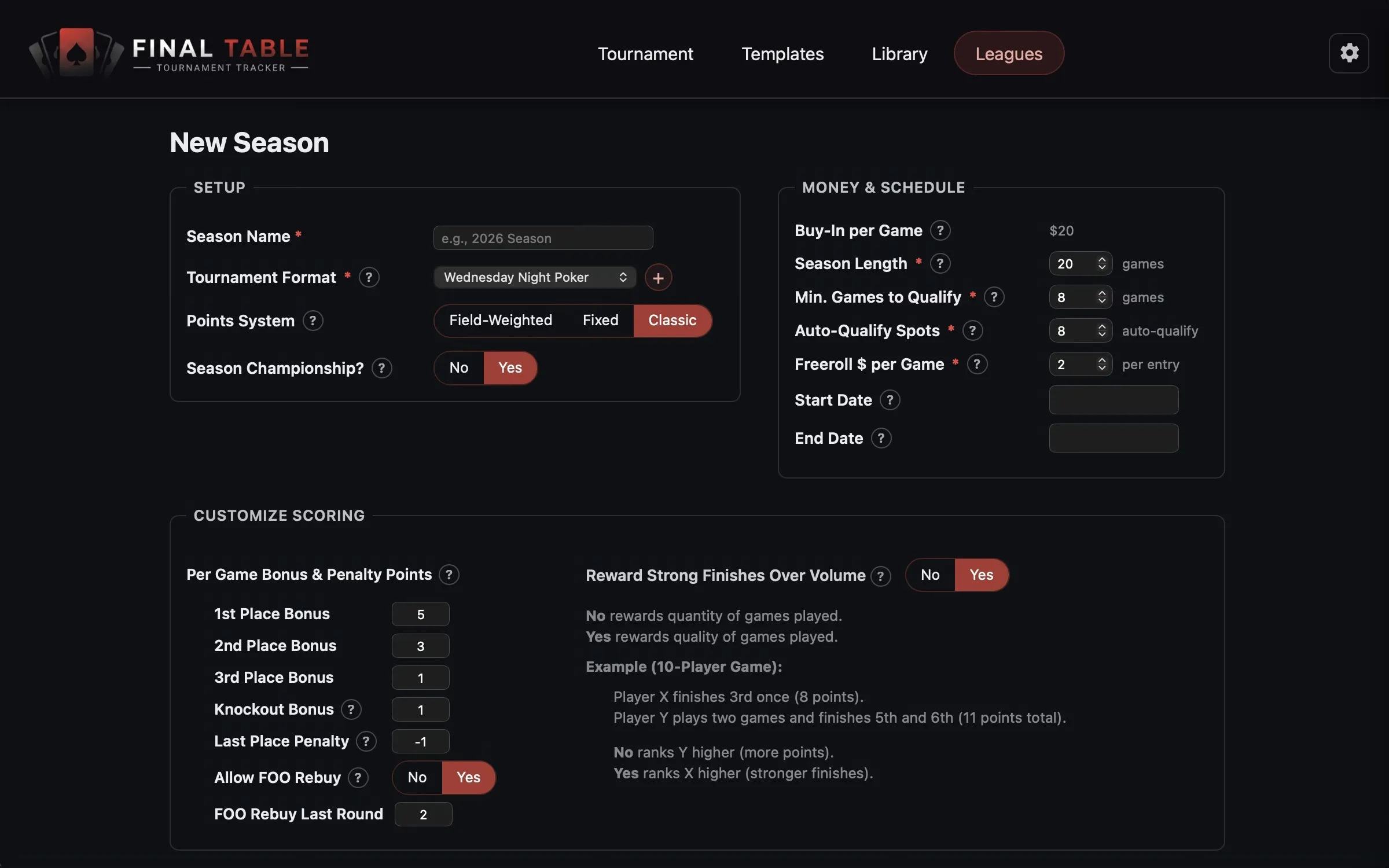 Final Table Classic w/Customizable Scoring