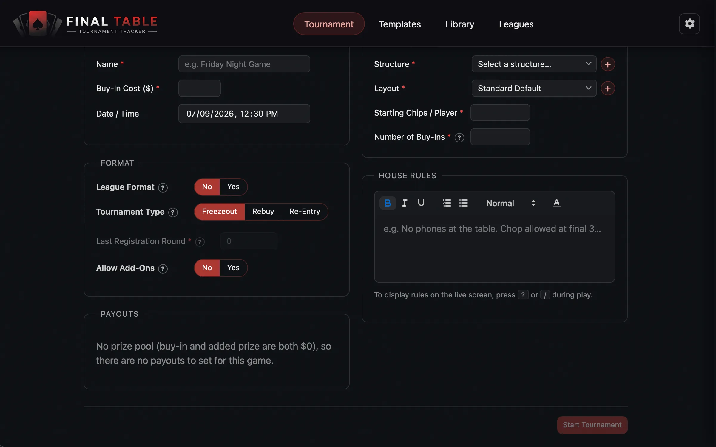 New Tournament Setup Screen Count Mode 02