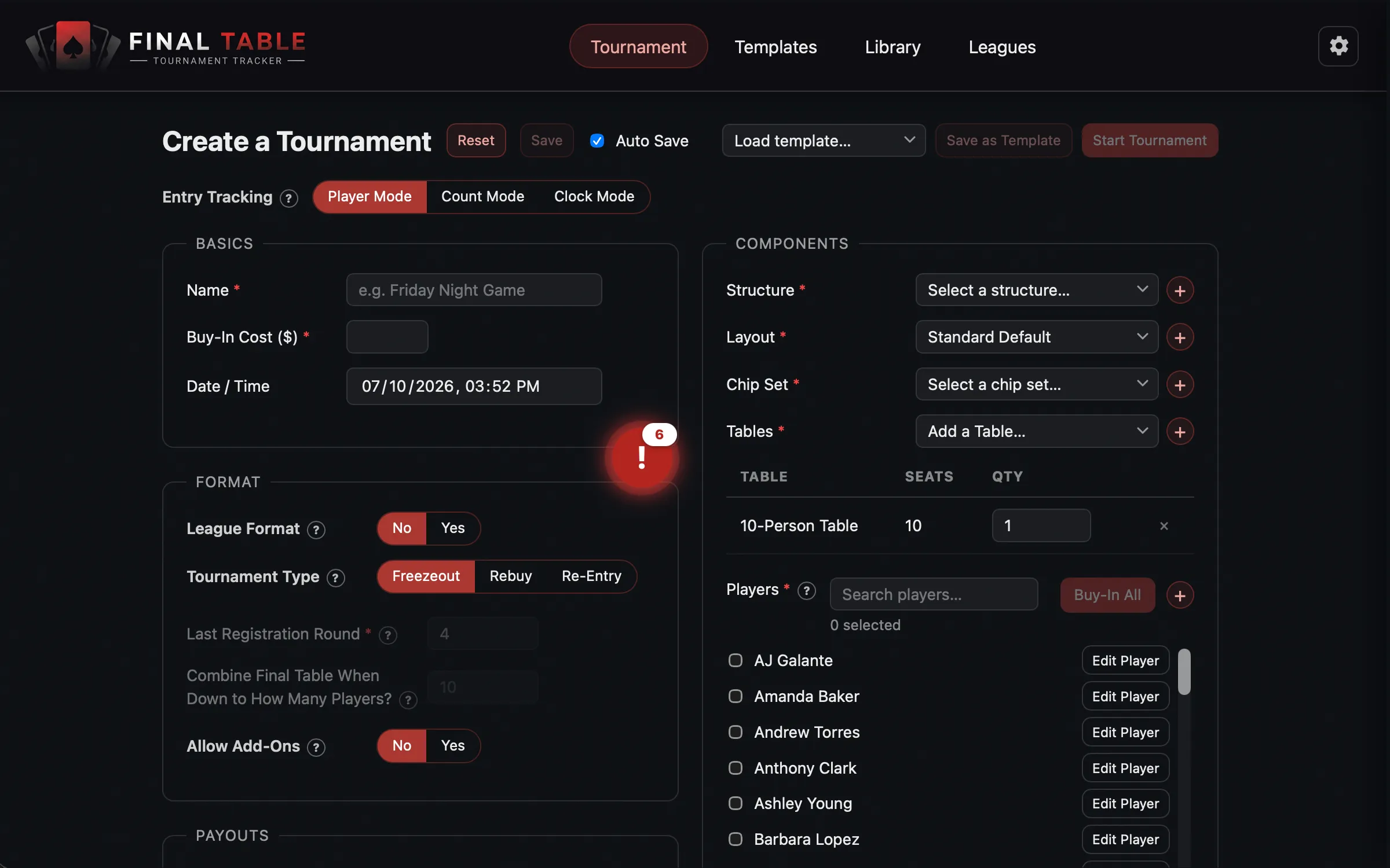 Tournament Setup Basics and Components