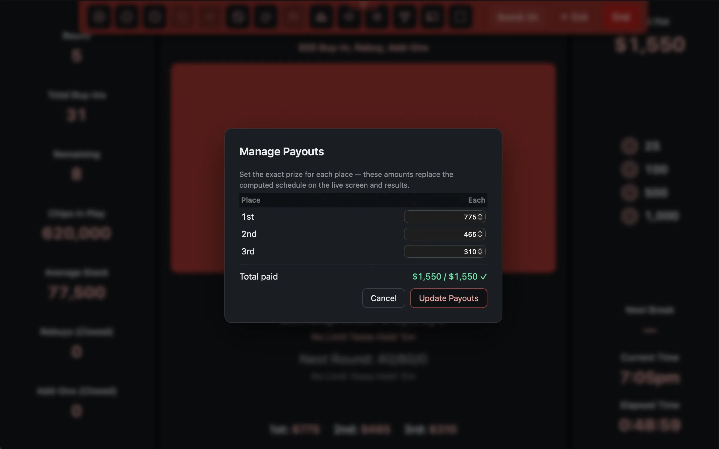 Live Tournament In‑Game Payout Management