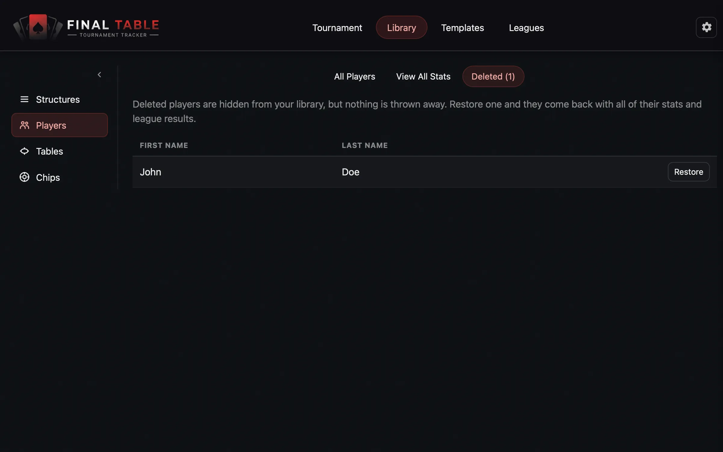 Restore Deleted Player
